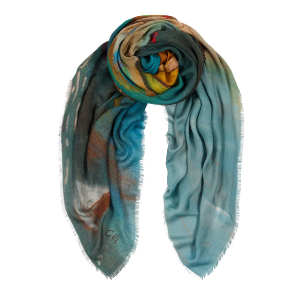 Seaside blue cashmere scarf