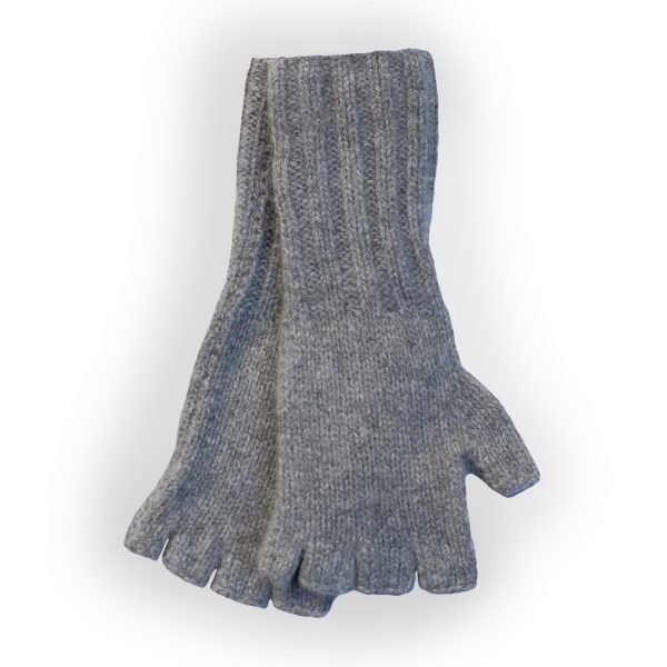 Grey Fingerless Cashmere Gloves